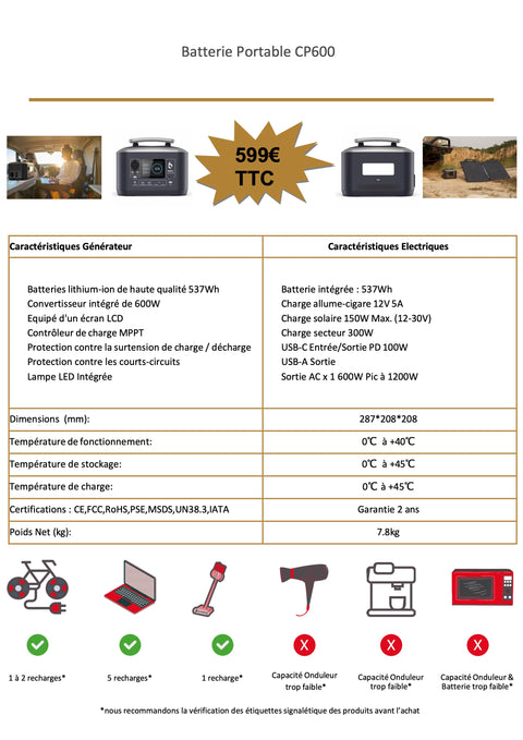 Batterie Portable CP600
